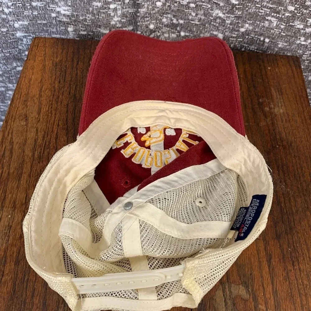 Vintage Y2K‎ Aeropostale Athletics Mesh Red Trucker Baseball Cap Hat Embroidered